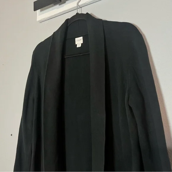 J. Crew Chelsea Sweater Blazer Black Size Medium Cotton Open Cardigan Long - Picture 4 of 10
